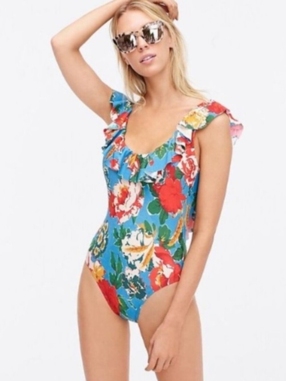 J. Crew | Ruffle scoop one-piece swimsuit in Ratti bahama print NEW Size 12 - Picture 2 of 10